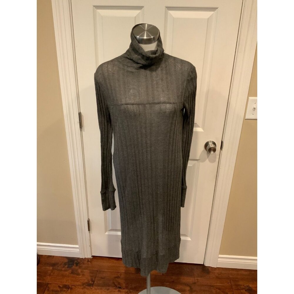 We The Free: Free People Gray Rib Knit Turtleneck Dress, Size Small